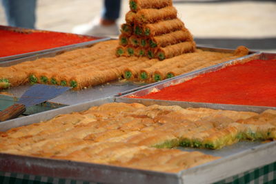Close-up of bread on tray