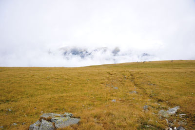 Fog in the mountains, danger in hiking in the alps