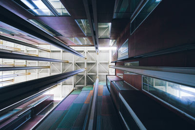 Low angle view of escalator in building