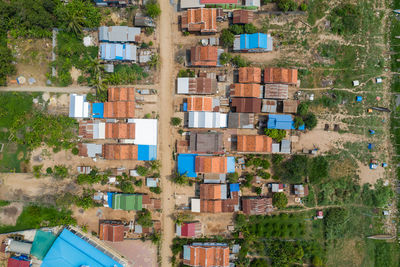 High angle view of residential buildings