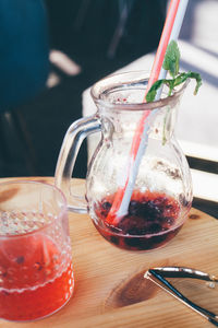 Close-up of fresh drink on table at restaurant