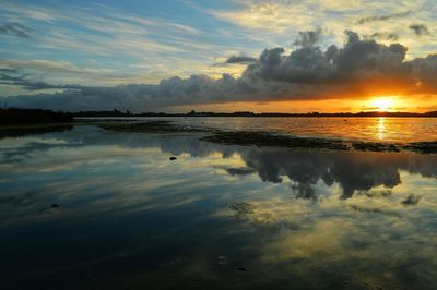 Scenic view of sunset over sea