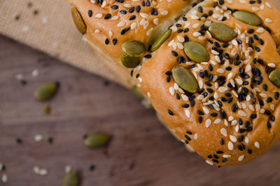 Close-up of seeds on bread