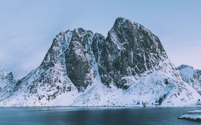 View of frozen lake against sky