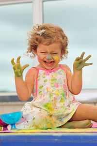 Cute girl playing outdoors