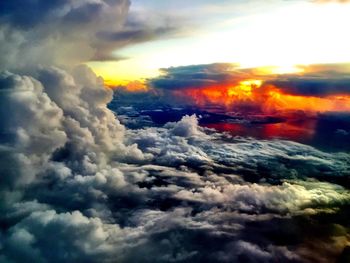 Scenic view of dramatic sky during sunset