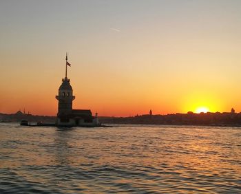 Scenic view of sea at sunset