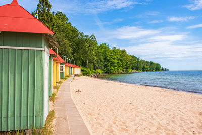 Beach huts on a bathing area