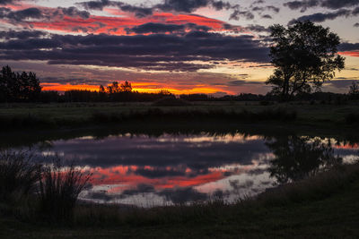 Scenic view of landscape against sky at sunset