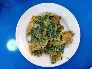 High angle view of meal served in plate