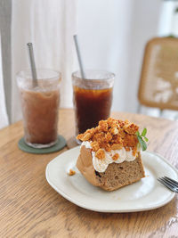 Close-up of food on table