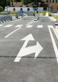 Road sign on street in city