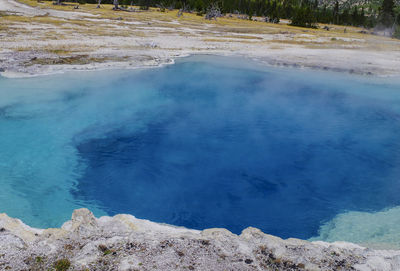 High angle view of hot spring at yellowstone national park