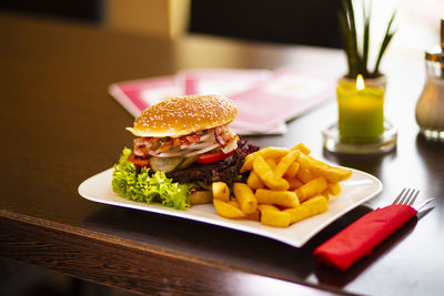 Close-up of food on table