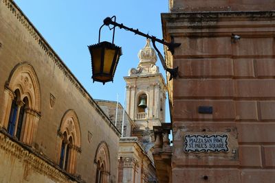 Low angle view of bell tower