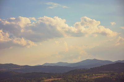 Scenic view of landscape against sky during sunset