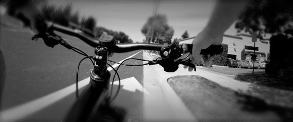 Blurred motion of man on road
