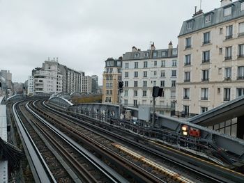 High angle view of railroad tracks