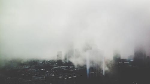 View of cityscape during foggy weather