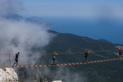 Beautiful view from the mountain ai petri on the cableway from a height in the crimea yalta