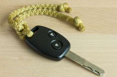 Car key on table