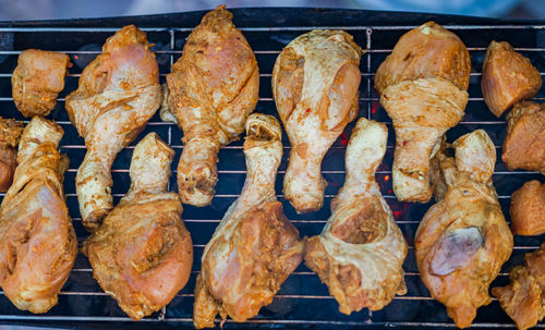 High angle view of meat for sale