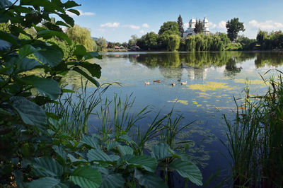 Scenic view of lake against sky