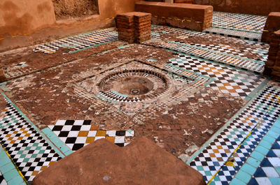 High angle view of people relaxing on floor at home