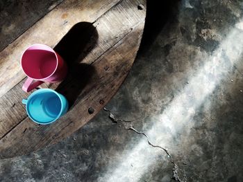 High angle view of coffee on table