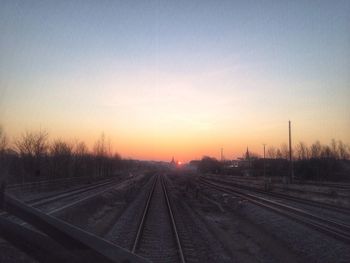 Railroad track at sunset