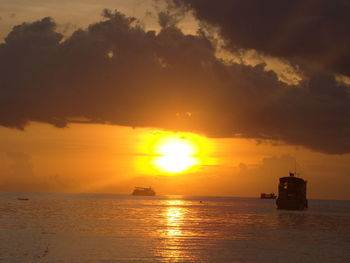 Scenic view of sunset over sea