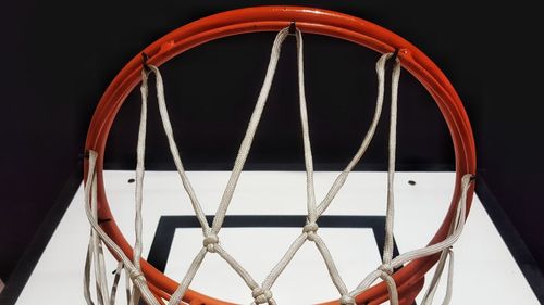 Low angle view of basketball hoop against sky