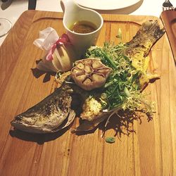 Close-up of food on wooden table