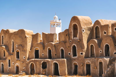 View of historical building against clear sky - old ruins in tataouine - tunisia.