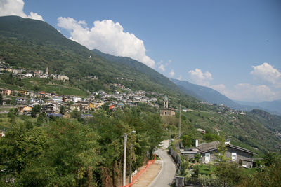 High angle view of townscape against sky