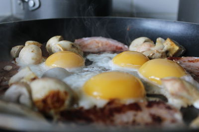 Close-up of breakfast on table