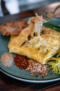 Close-up of food in plate on table