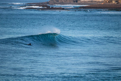 Perfect wave breaking in a beach. perfect barrel in a surf spot