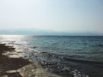 Scenic view of sea against clear sky