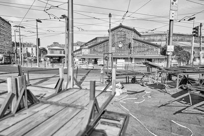 Railroad tracks against sky