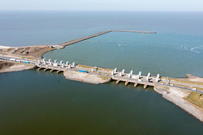 High angle view of sea against sky