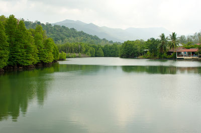 Scenic view of lake against sky