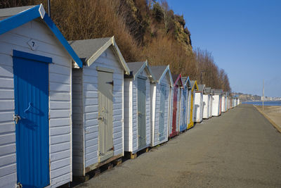 Scenic view of beach against clear blue sky