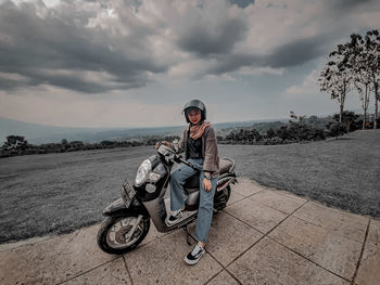 Man riding motorcycle