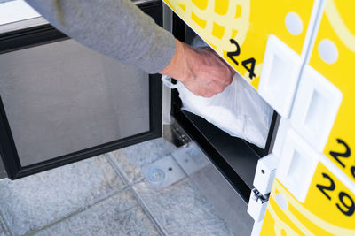 High angle view of man working