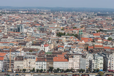 High angle view of buildings in city