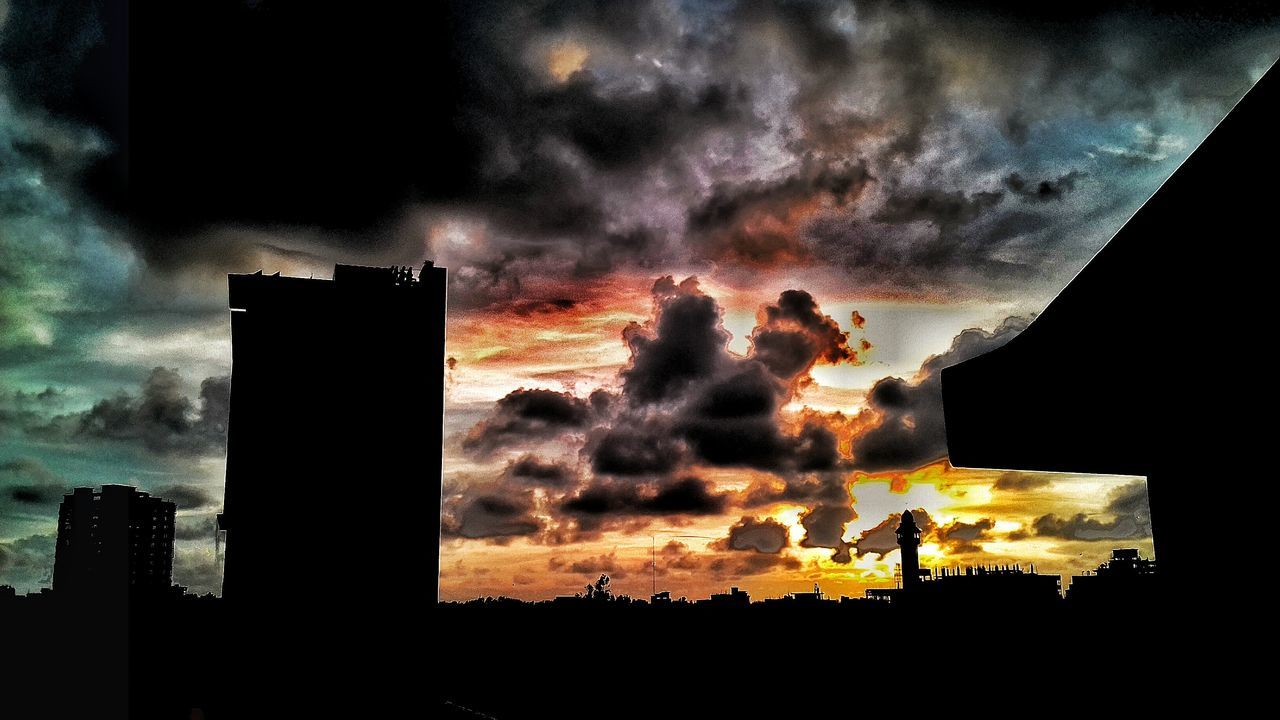 silhouette, sky, sunset, nature, beauty in nature, cloud - sky, no people, night, outdoors