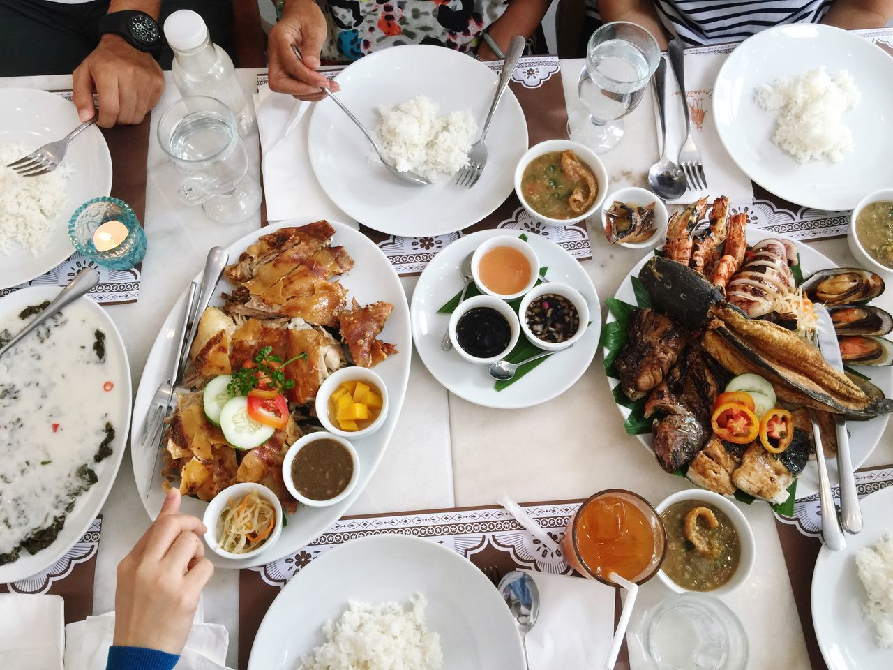 food and drink, freshness, food, drink, table, plate, lifestyles, indoors, refreshment, person, ready-to-eat, high angle view, bowl, leisure activity, healthy eating, men, spoon