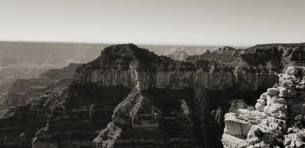 Panoramic view of rock formations against sky