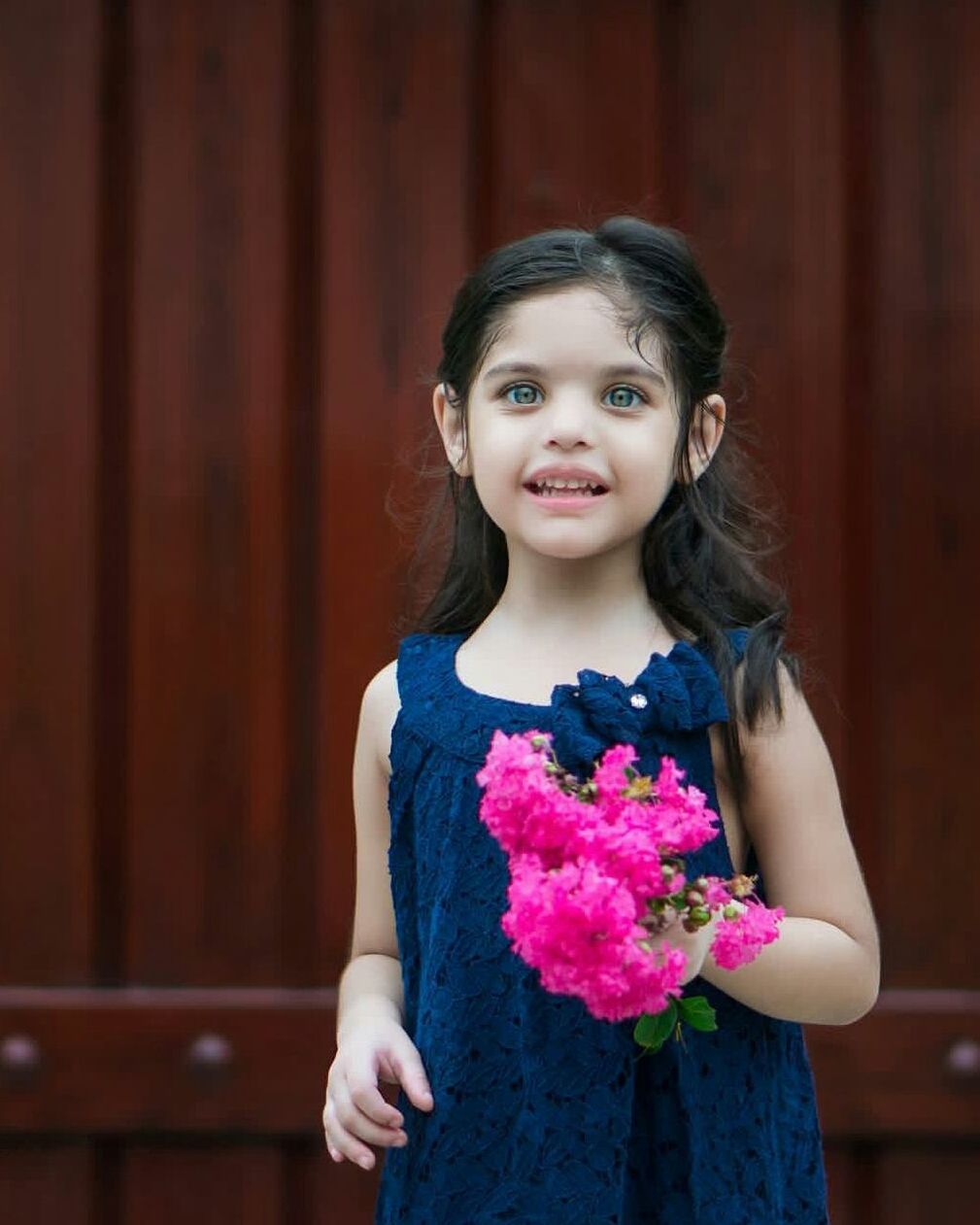 childhood, child, offspring, one person, portrait, front view, standing, girls, innocence, looking at camera, smiling, indoors, waist up, females, emotion, women, happiness, hairstyle, stage, floral pattern